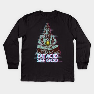 Acid T-Shirt Eat Acid See God Buddha Kids Long Sleeve T-Shirt